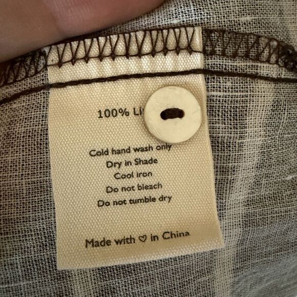 NWT VRG GRL Marlii Linen Smock Top Earth Brown and Cream Lightweight Top 14 - Picture 9 of 10